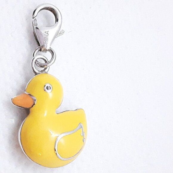 925 sterling silver Jewelry - New sterling silver and yellow enamel duck charm. Lobster claw clasp.